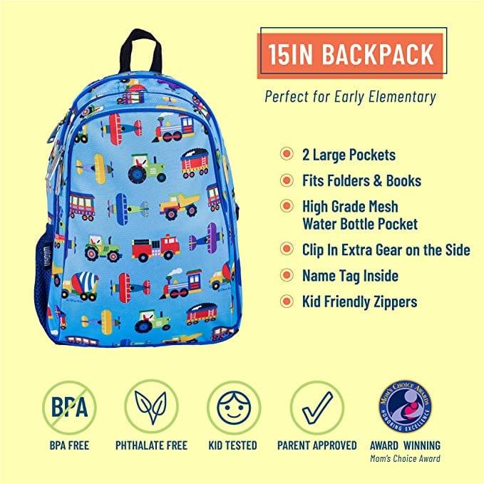 Wildkin 15-Inch Kids Backpack for Boys & Girls, Perfect for Early  Elementary Daycare School Travel, Features Padded Back & Adjustable Strap